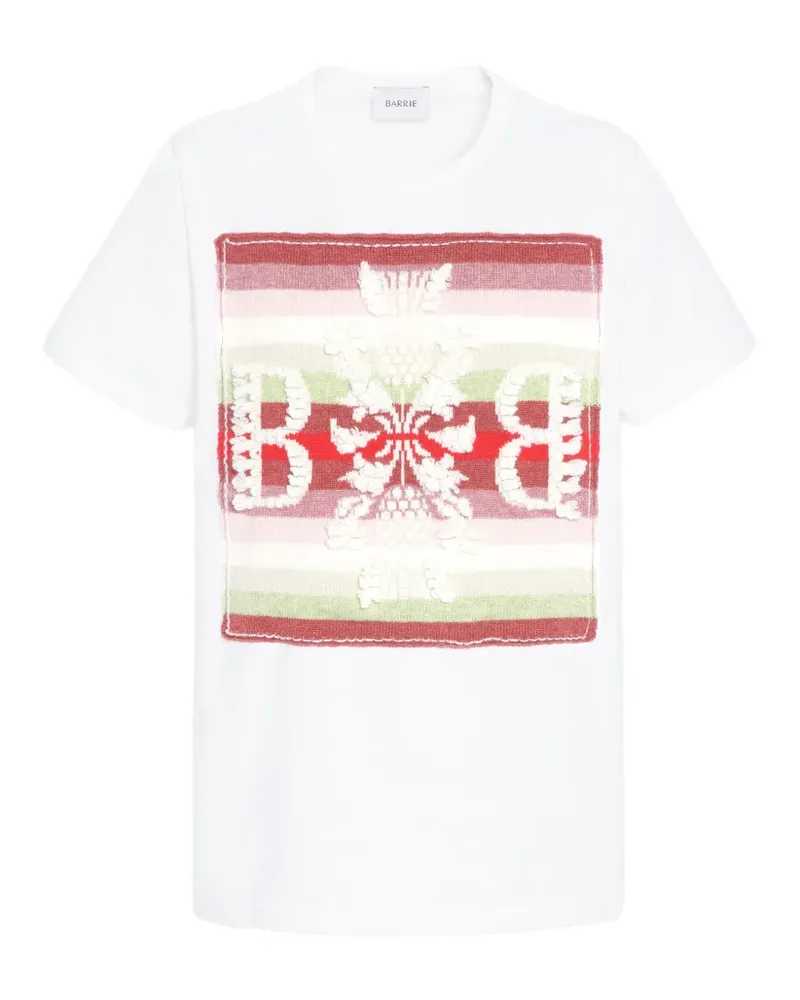 Barrie Gestreiftes T-Shirt mit Logo-Patch - Weiß Weiß