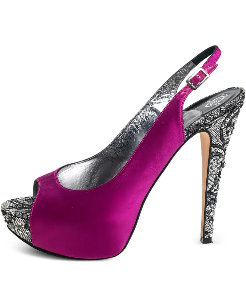 Gina Pre-owned Slingback-Sandalen aus Satin - Violett Violett