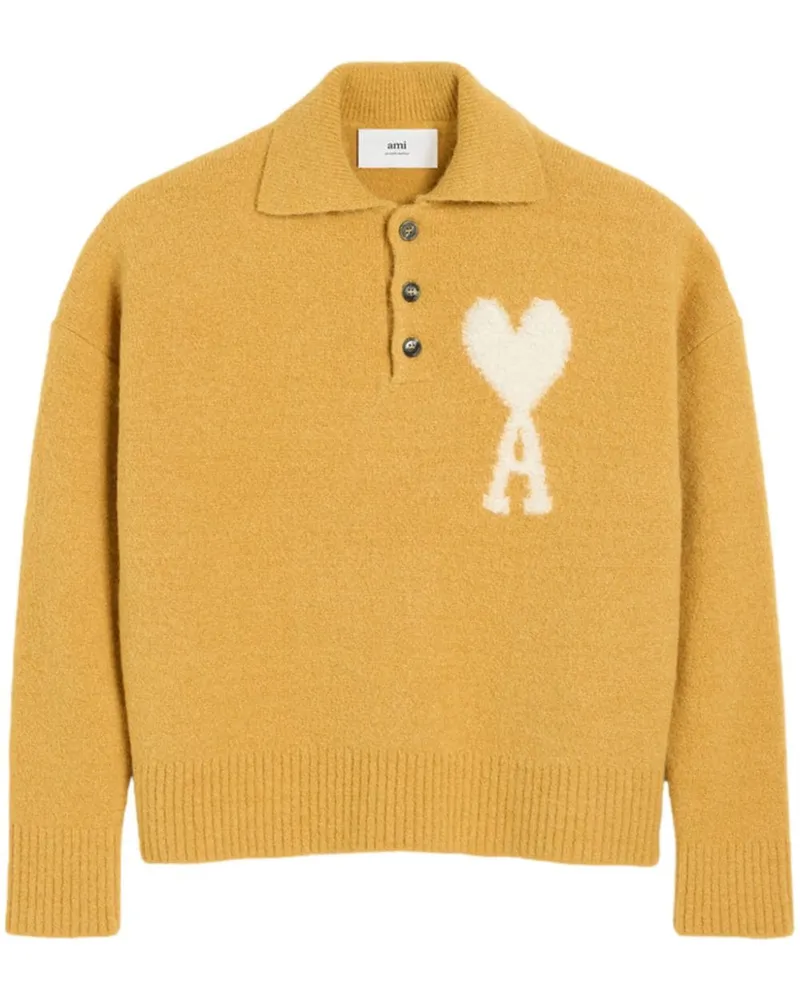 AMI Paris Ami de Coeur Pullover mit Poloshirtkragen - Gelb Gelb