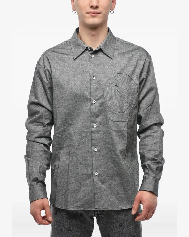 OFF-WHITE embroidered breast-pocket shirt - Grau Grau