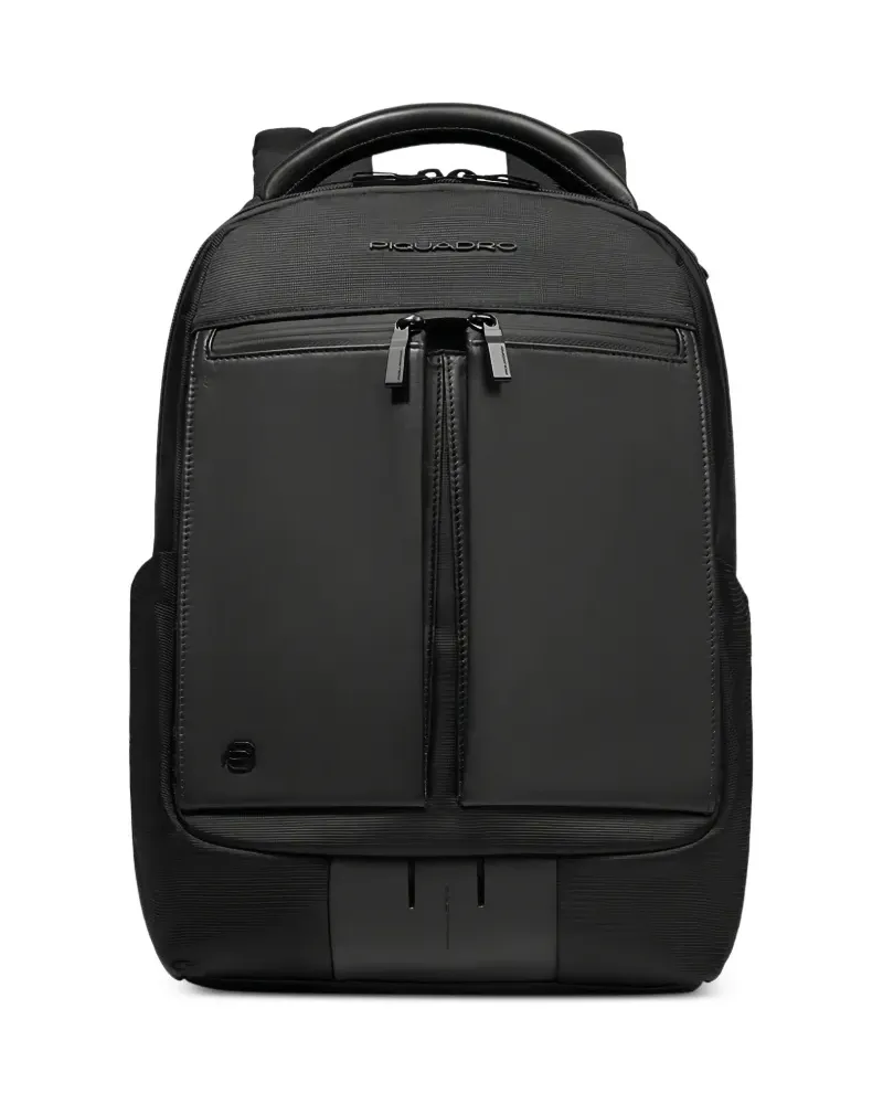 Piquadro Rucksack mit Logo-Schild - Schwarz Schwarz