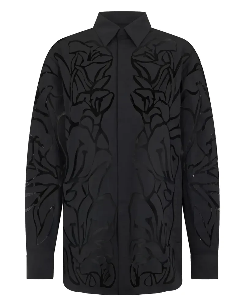 Valentino Garavani floral cut-out shirt jacket - Schwarz Schwarz