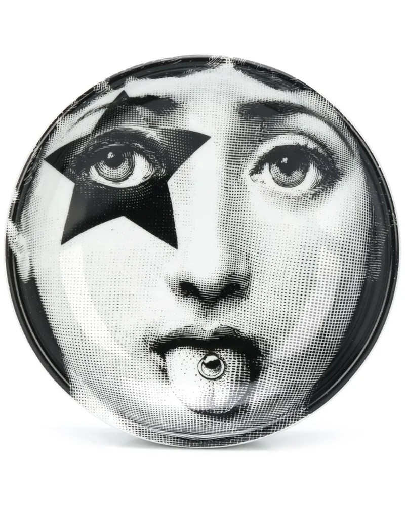 Fornasetti Schale mit Gesicht-Print Schwarz