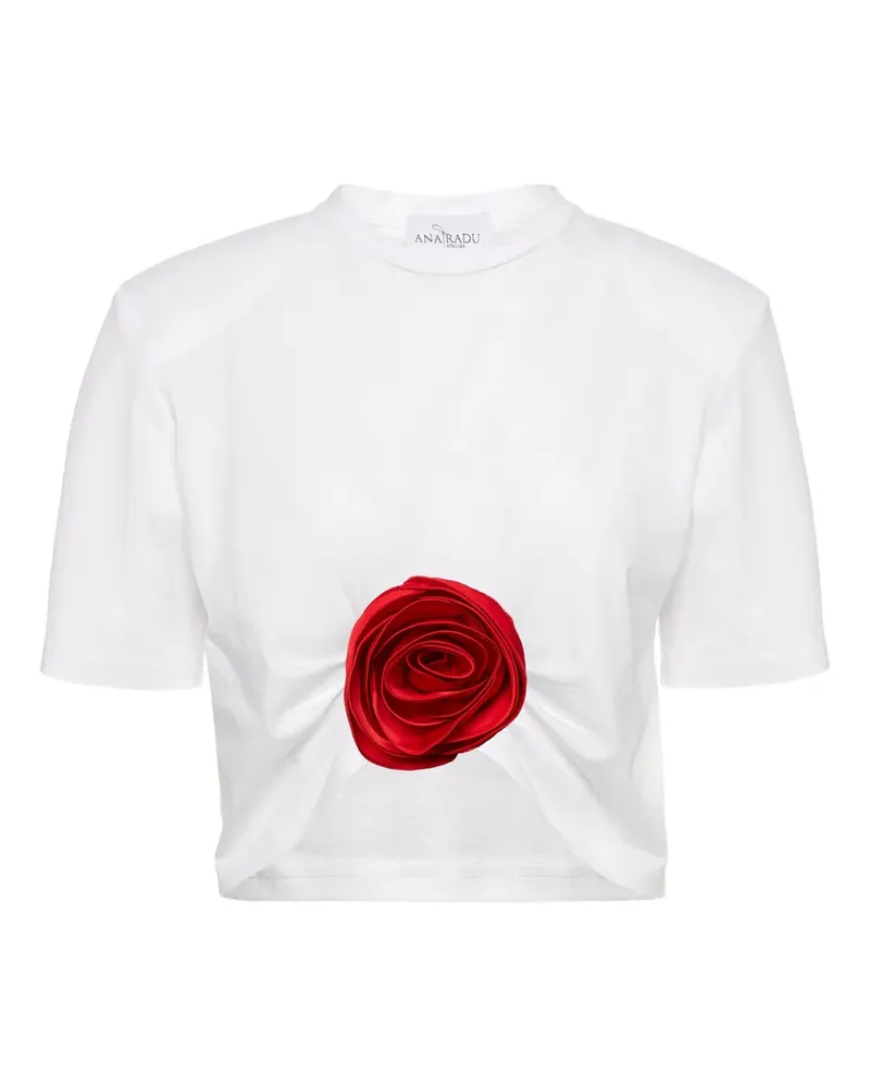 Ana Radu Cropped-Top mit Rosenverzierung - Weiß Weiß
