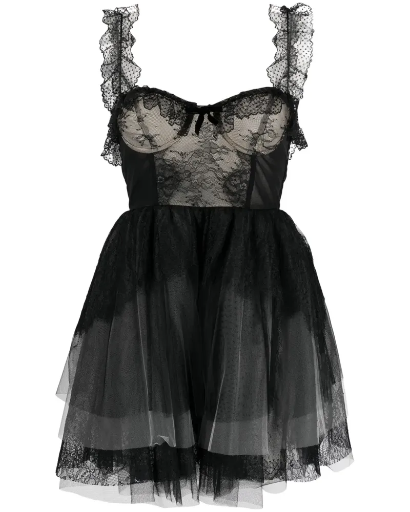 Philosophy Di Lorenzo Serafini Minikleid aus Tüll mit Herzausschnitt - Schwarz Schwarz
