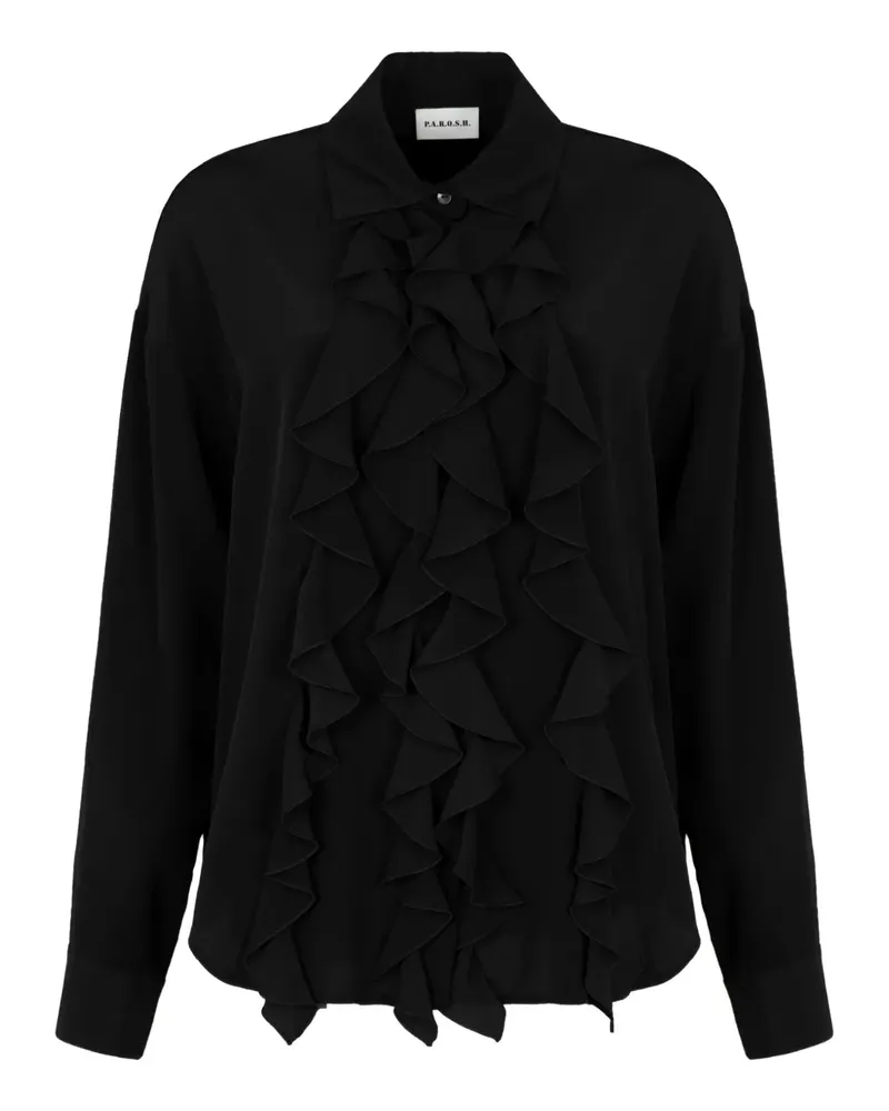 P.A.R.O.S.H. P.A.R.O H. Gerüschte Sewash Seidenbluse - Schwarz Schwarz