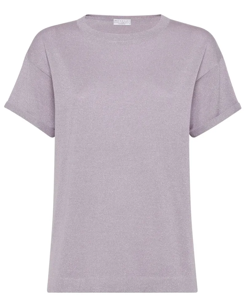 Brunello Cucinelli Strickoberteil mit Rundhalsausschnitt - Violett Violett