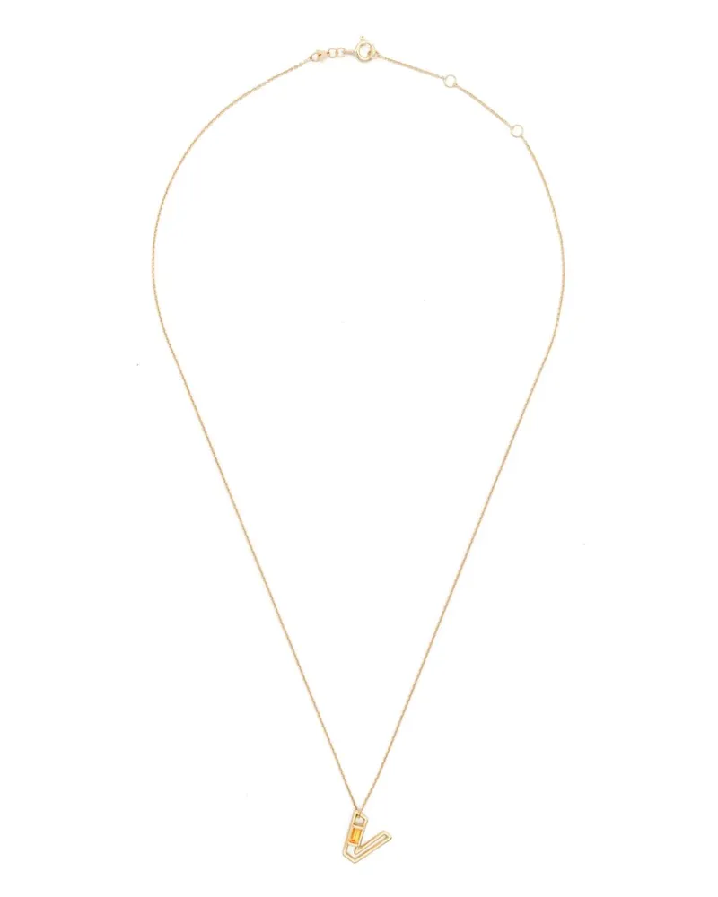 Aliita 9kt Letra V Gelbgoldhalskette mit Zitrin Gold