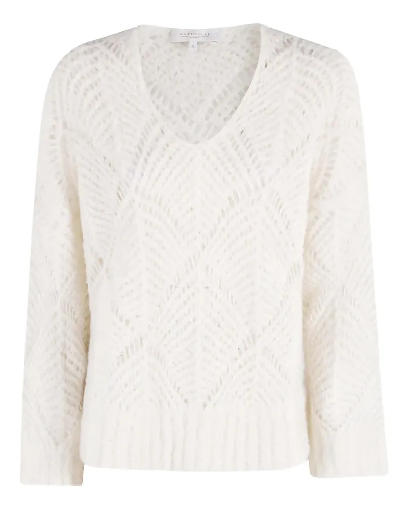Antonelli Firenze Pullover mit Lochstrickmuster - Weiß Weiß