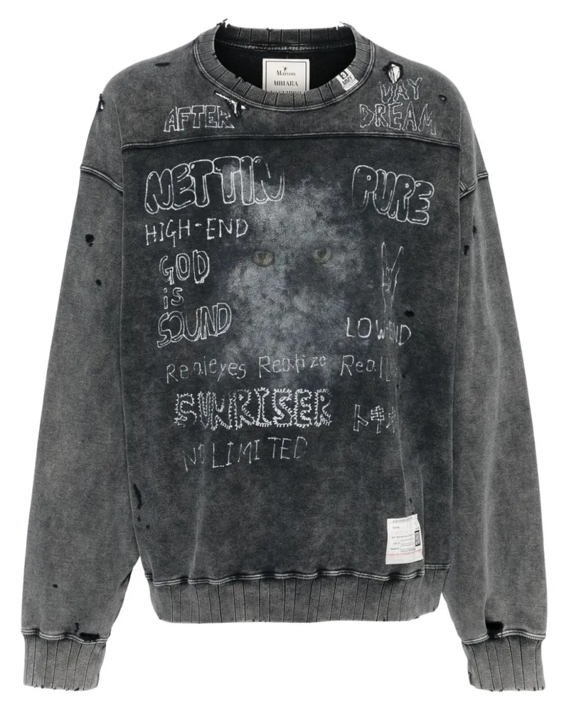 MIHARAYASUHIRO Sweatshirt mit Bleach-Effekt - Schwarz Schwarz