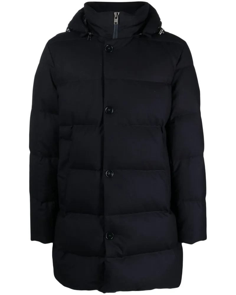 Woolrich Gefütterter Kapuzenmantel mit Knopfverschluss - Blau Blau