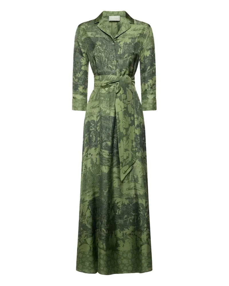 Pierre-Louis Mascia landscape-print shirt maxi dress - Grün Grün