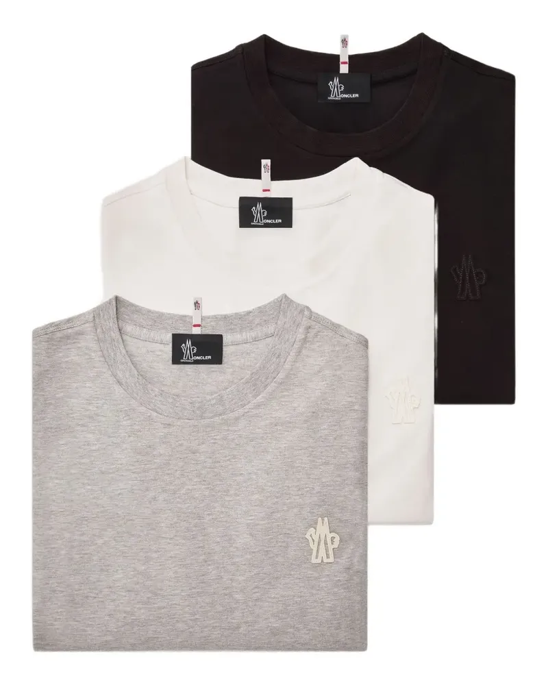 Moncler T-Shirt mit Logo-Patch (3er-Set) - Grau Grau