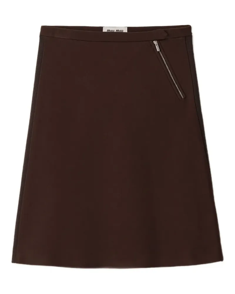 Miu Miu Gerippter Minirock mit Logo-Detail - Braun Braun