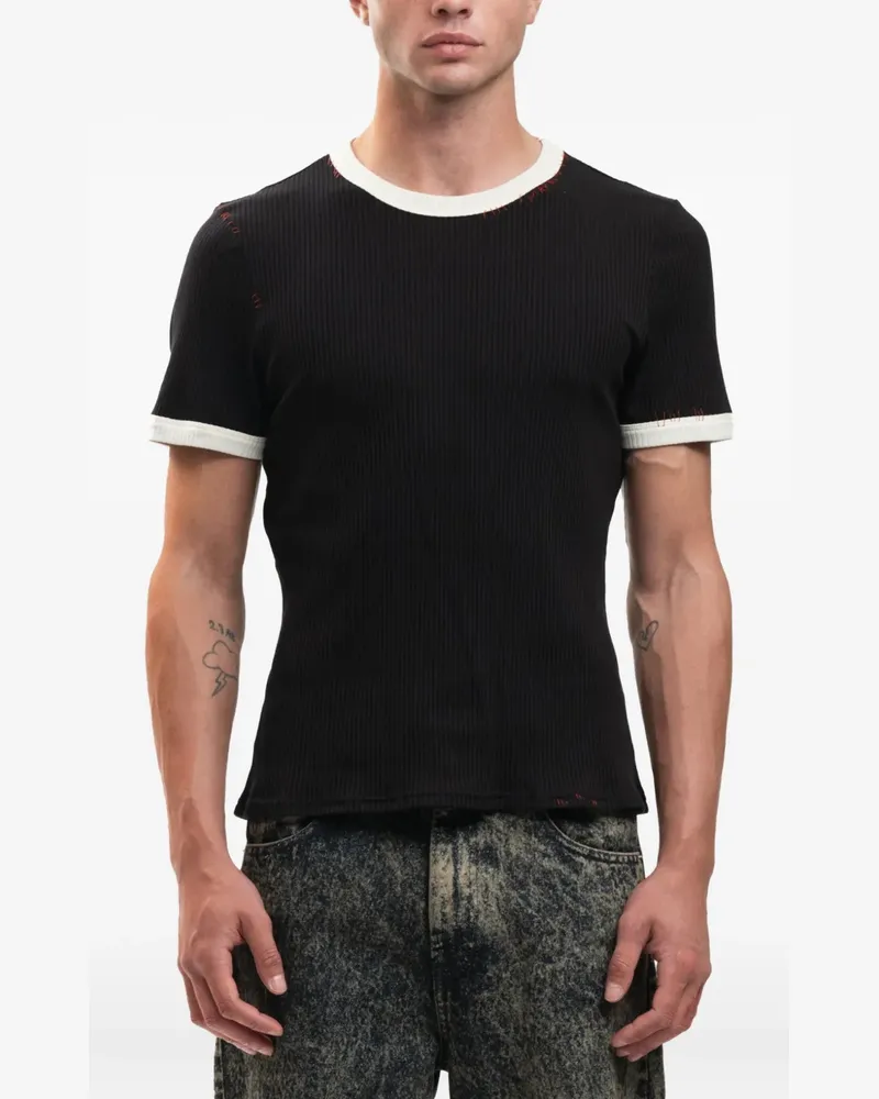 Marni Geripptes Ringer T-Shirt - Schwarz Schwarz