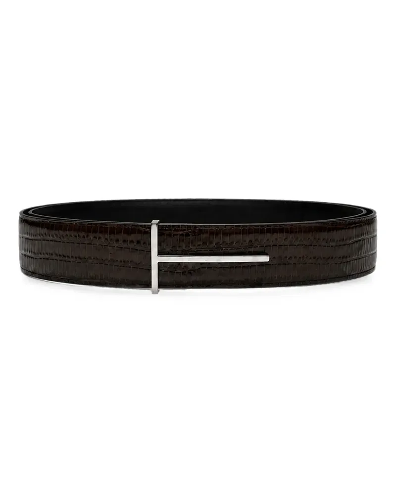 Tom Ford reversible lizard-embossed T-buckle belt - Braun Braun