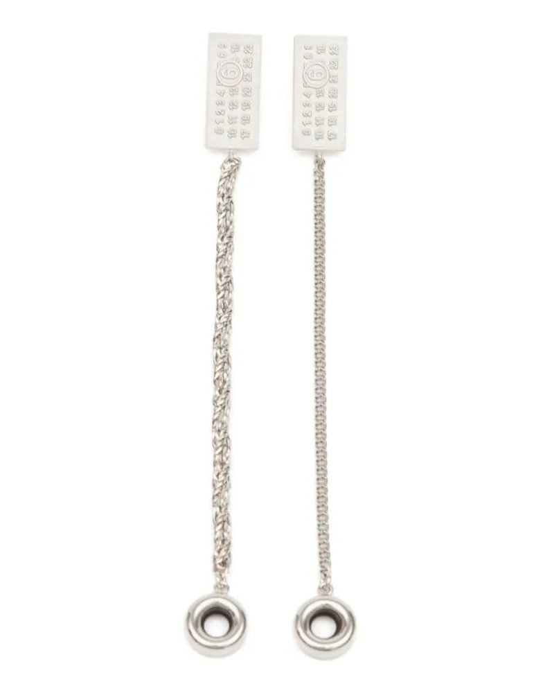 Maison Margiela Hängeohrringe mit Nummern-Motiv - Silber Silber
