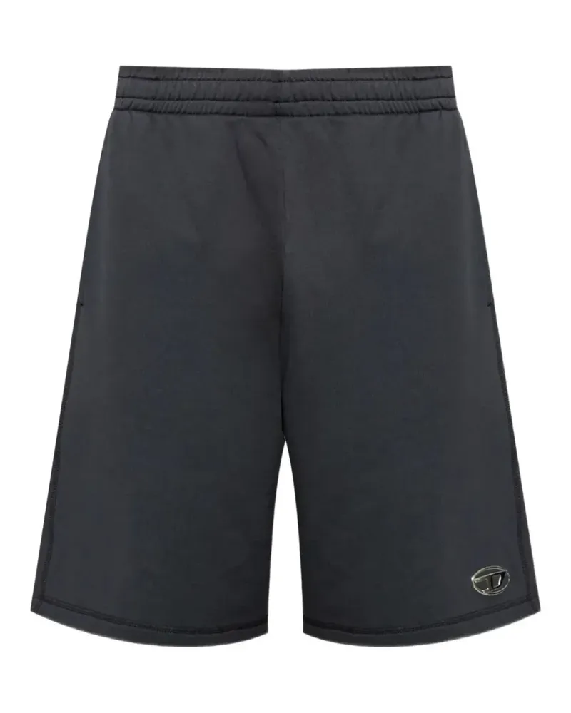 Diesel fleece shorts with metallic Oval D - Schwarz Schwarz