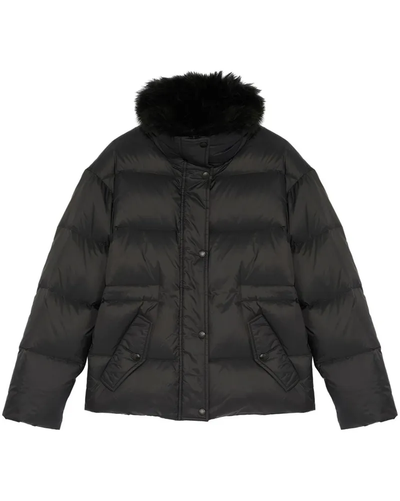 Yves Salomon Gesteppte Jacke mit Lammwollbesatz - Schwarz Schwarz