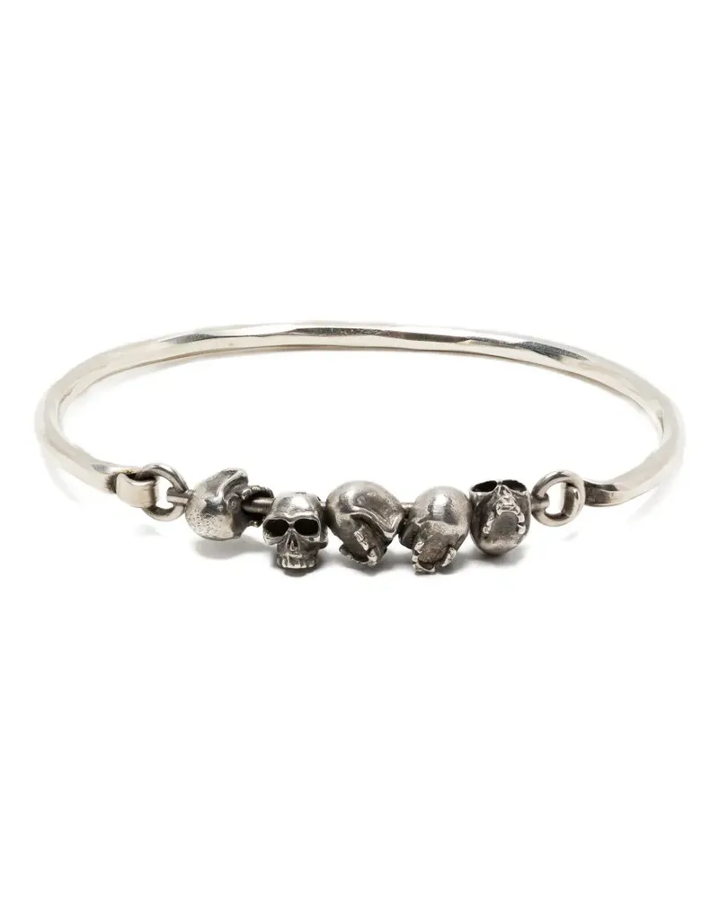 WERKSTATT:MÜNCHEN Armband mit Totenköpfen - Silber Silber