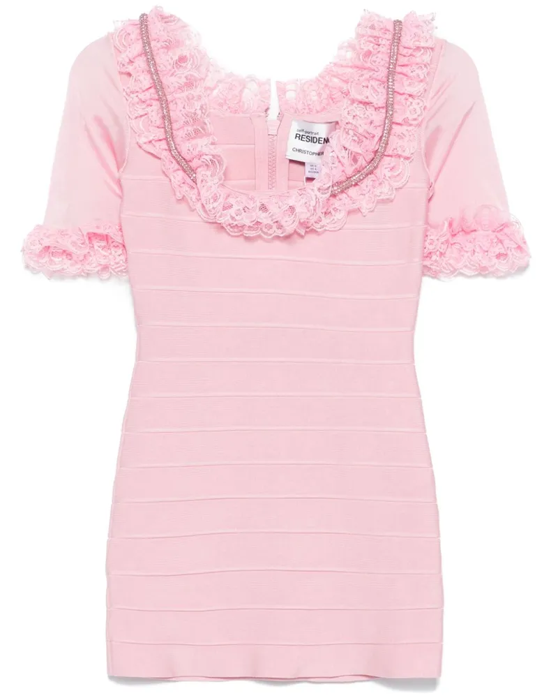 Self-Portrait Minikleid mit Volant - Rosa Rosa