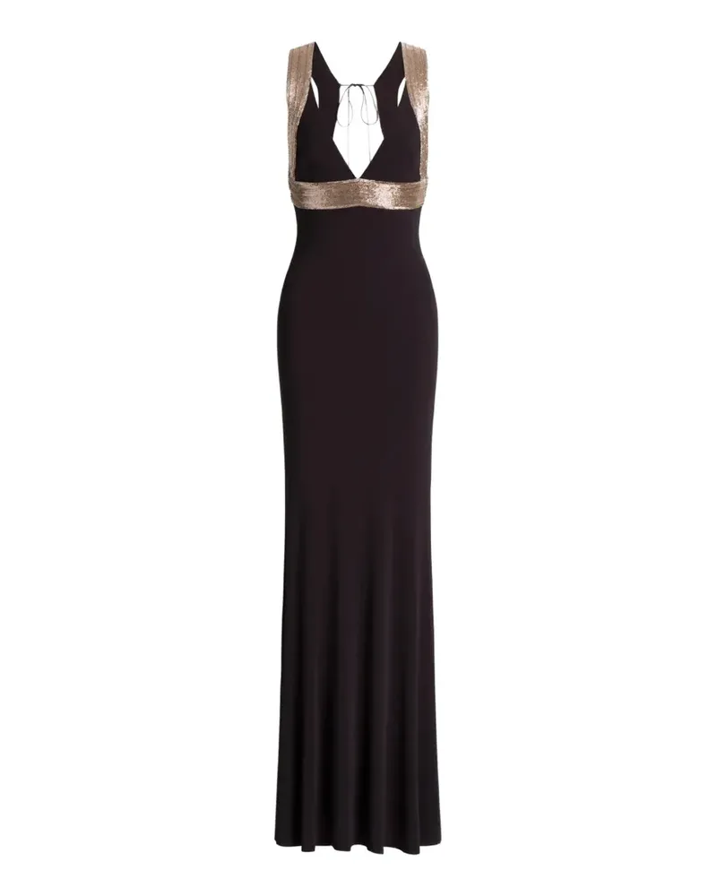 Alberta Ferretti sequin-embellished V-neck maxi dress - Braun Braun