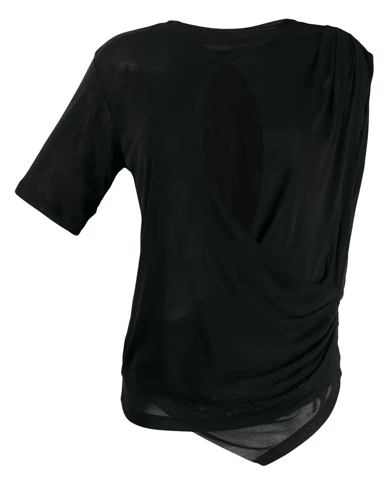 Unravel Drapiertes T-Shirt - Schwarz Schwarz
