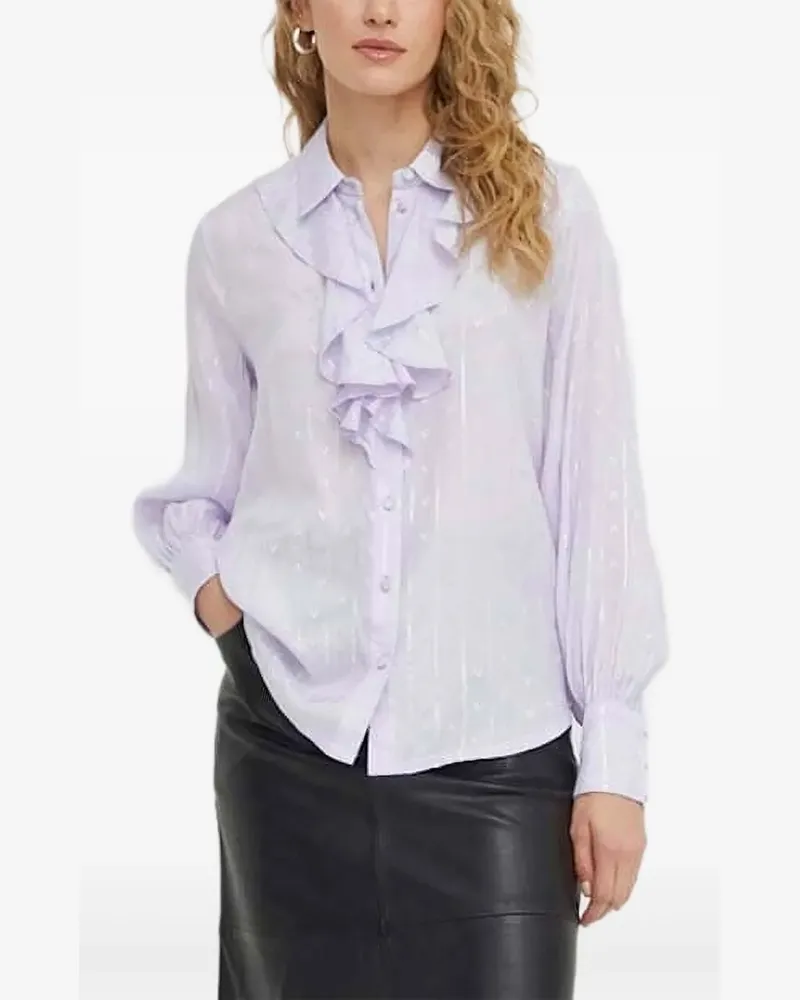 BRUUNS BAZAAR Gerüschte Bluse mit Metallic-Streifen - Violett Violett