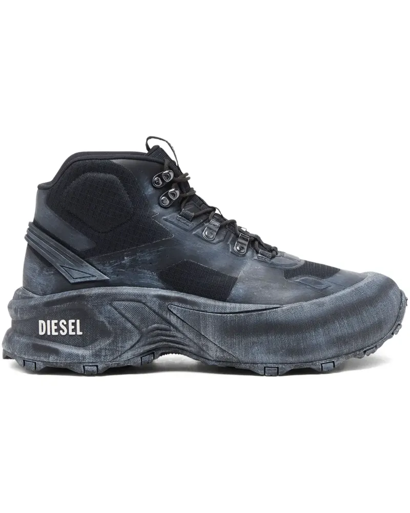Diesel Cage Wanderstiefel mit dicker Sohle - Schwarz Schwarz