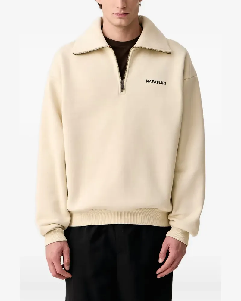 Napapijri Tenri graphic-print quarter-zip sweater - Nude Nude
