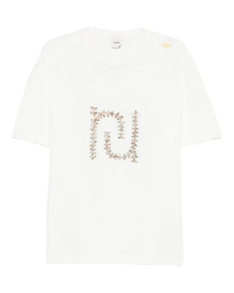 Nanushka Wren paisley-monogram oversized T-shirt - Weiß Weiß