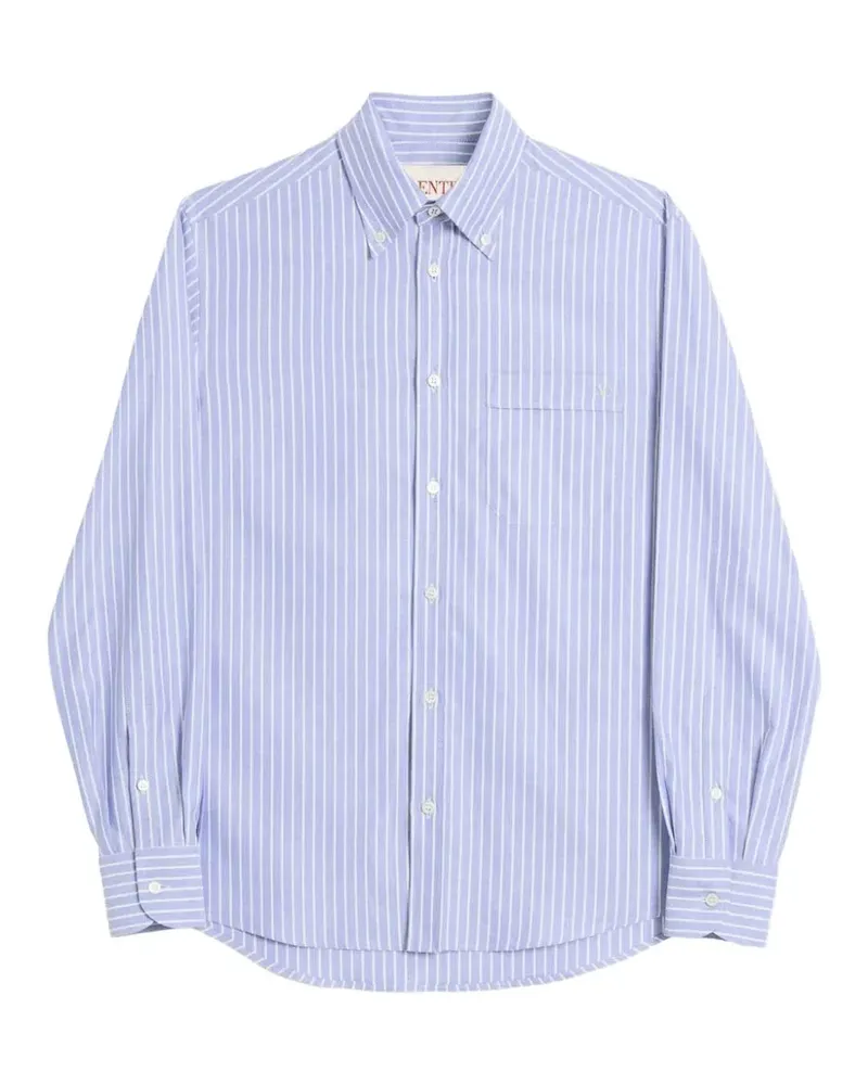 Valentino Garavani Gestreiftes Hemd mit Logo-Stickerei - Blau Blau