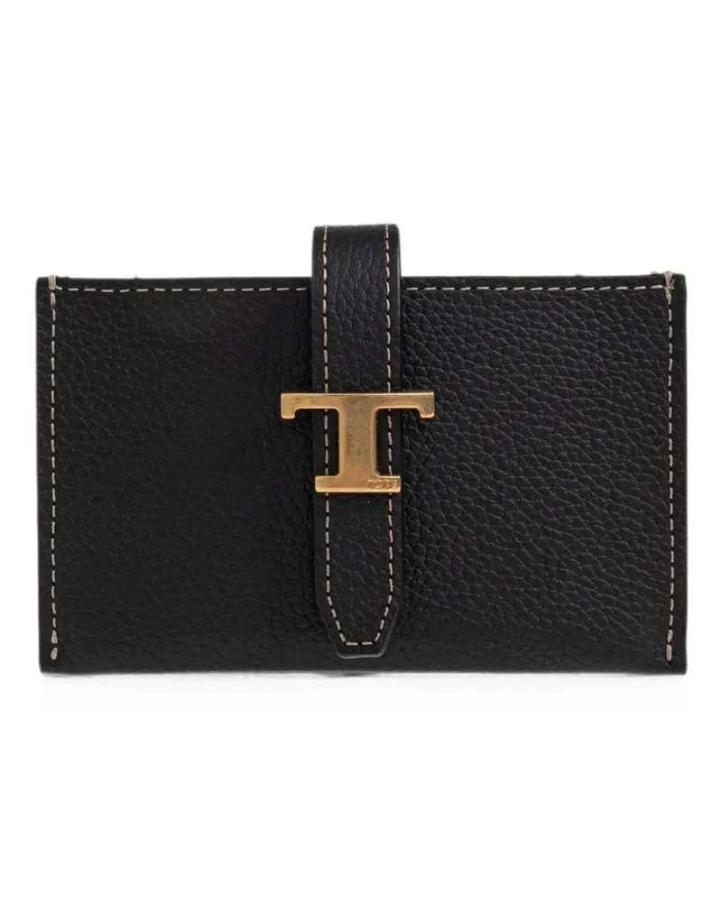 TOD'S T Timeless Portemonnaie aus gekörntem Leder - Schwarz Schwarz