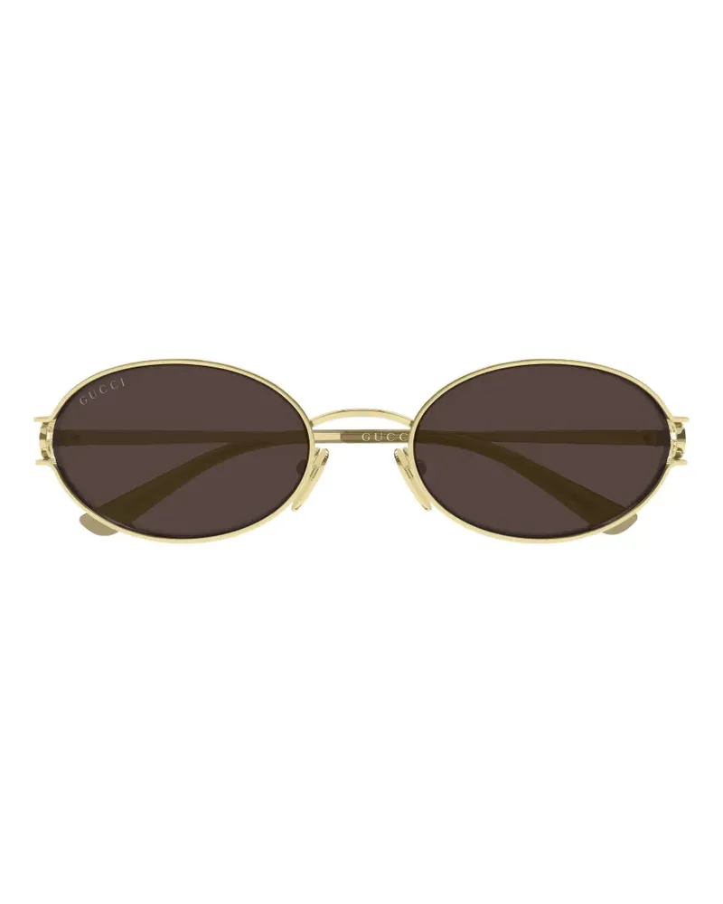 Gucci Sonnenbrille mit ovalem Gestell - Gold Gold