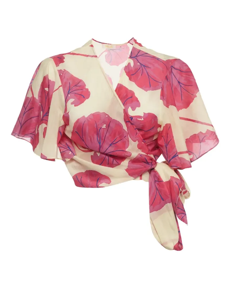 Diane von Furstenberg Hailey Wickelbluse mit Blumenprint - Nude Nude
