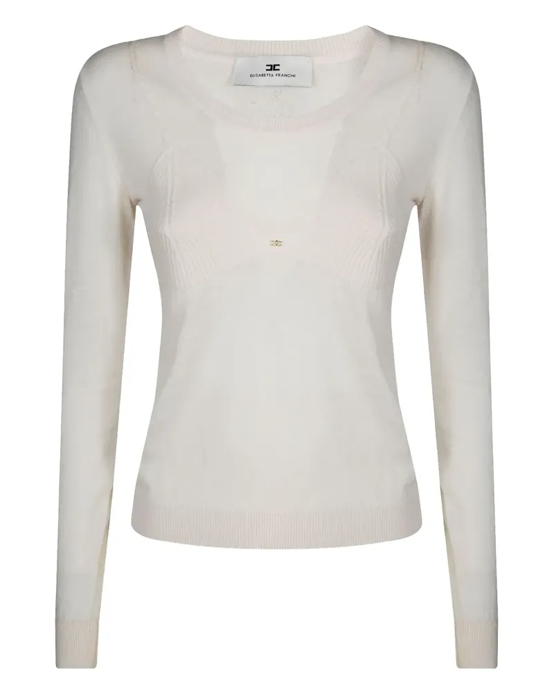 Elisabetta Franchi Geripptes Oberteil - Weiß Weiß