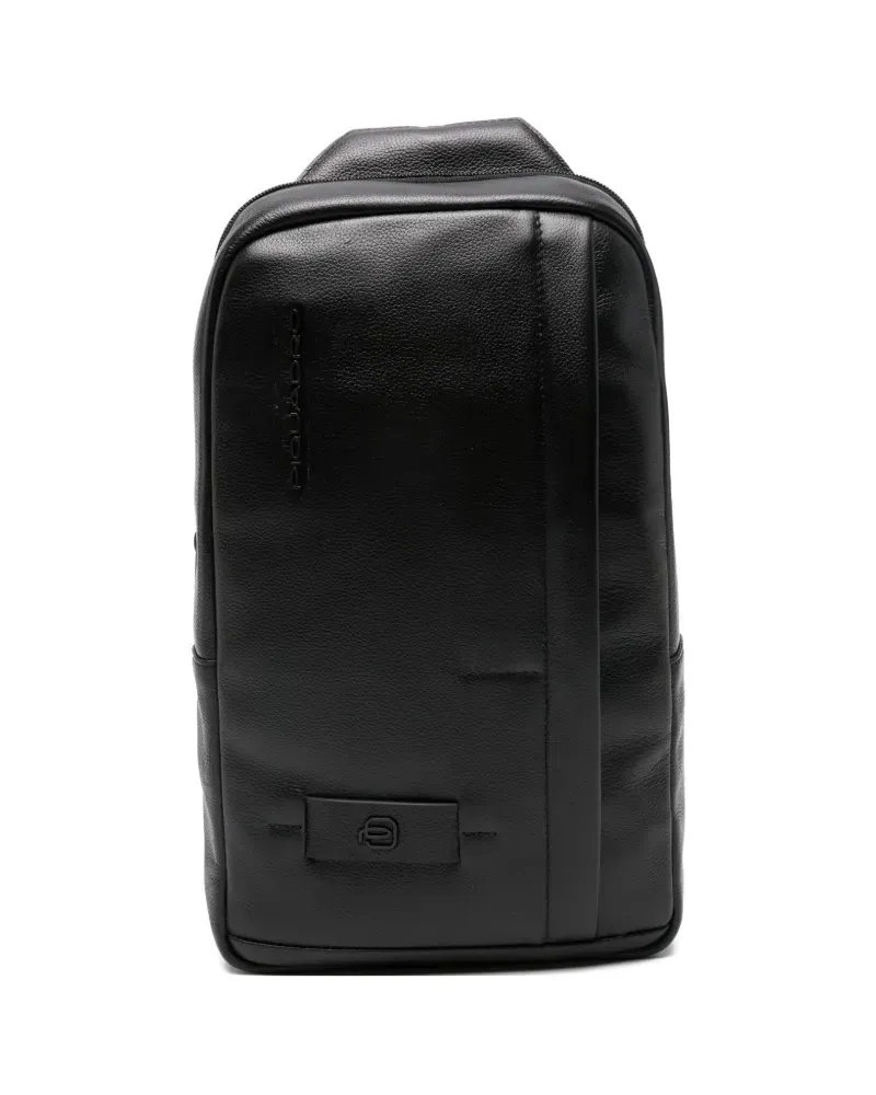 Piquadro Rucksack mit Logo-Patch - Schwarz Schwarz