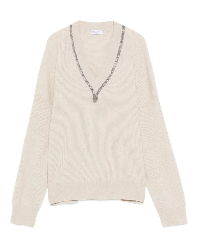 Brunello Cucinelli Pullover mit Kristallen - Nude Nude