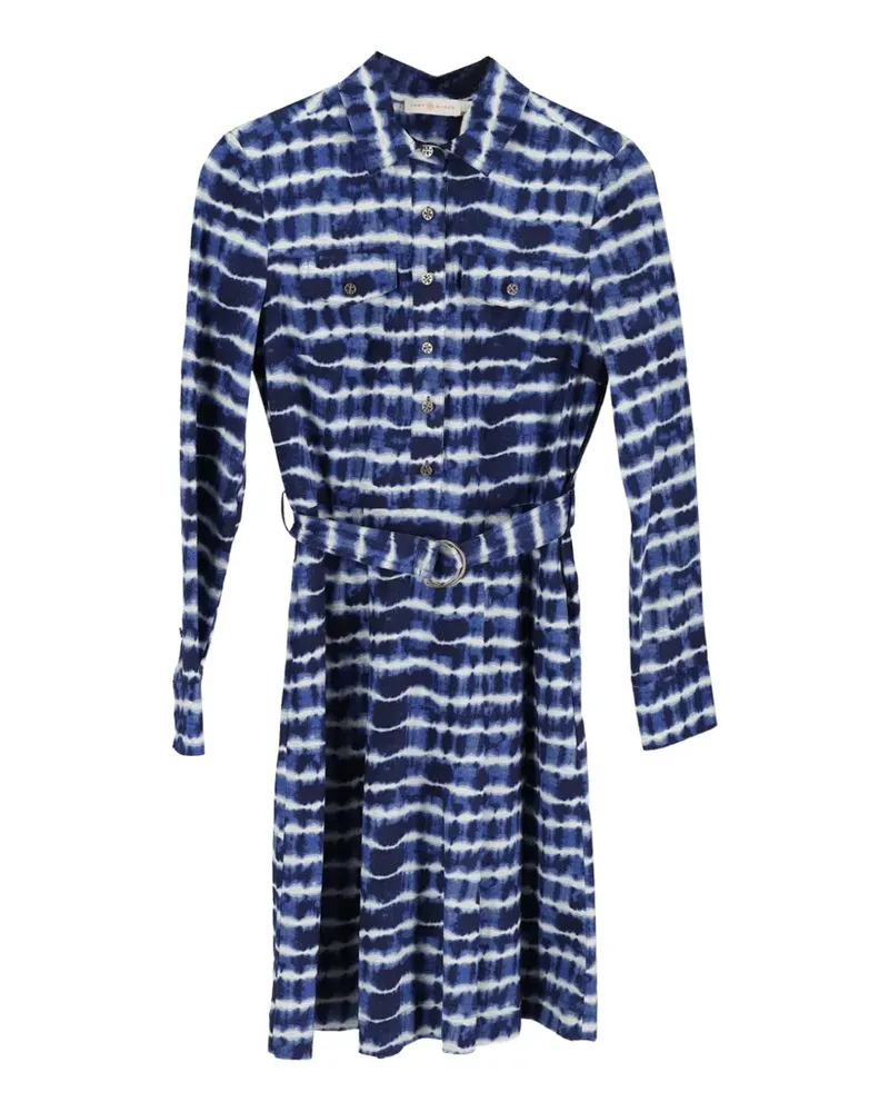Tory Burch tie-dye belted shirt dress - Blau Blau
