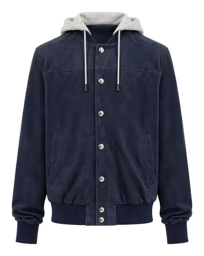 Eleventy Wildlederjacke mit Kapuze - Blau Blau