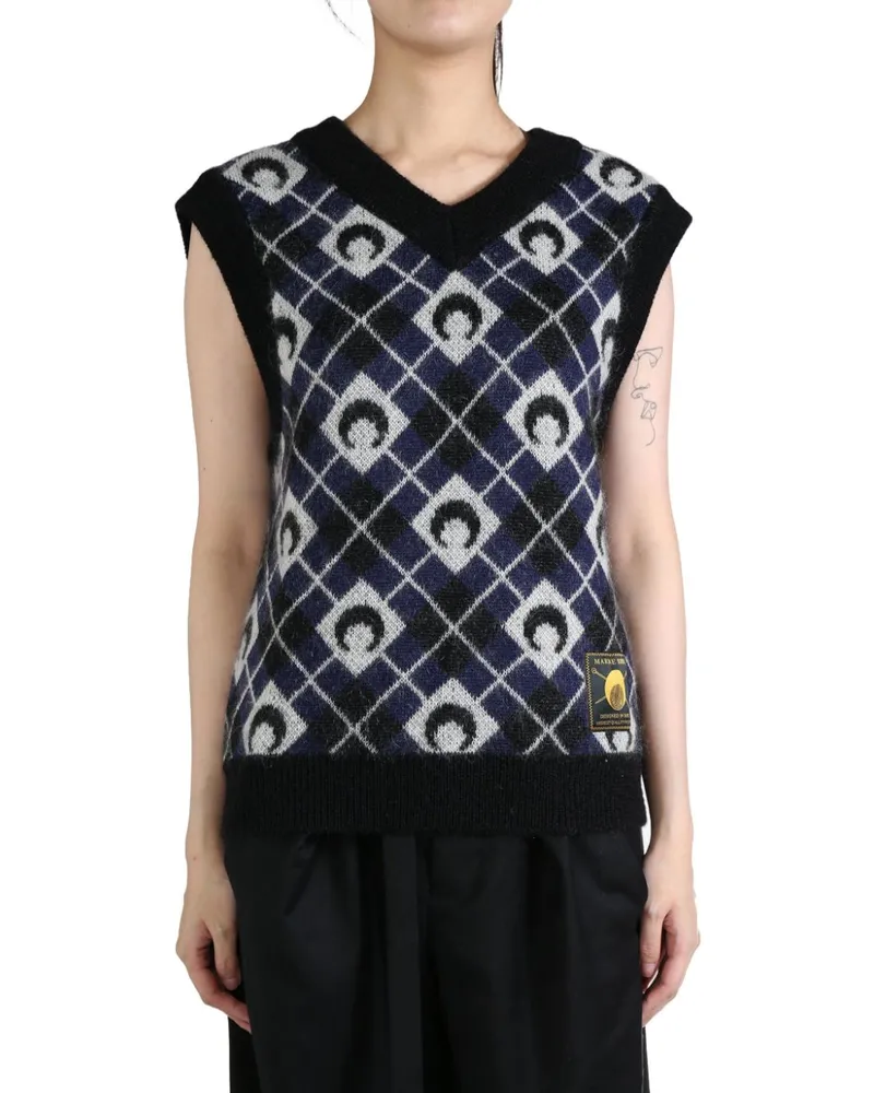Marine Serre Moon Argyle knitted vest - Blau Blau