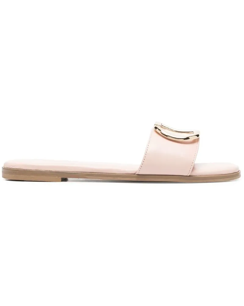 Twin-Set Pantoletten mit Logo-Schild - Rosa Rosa