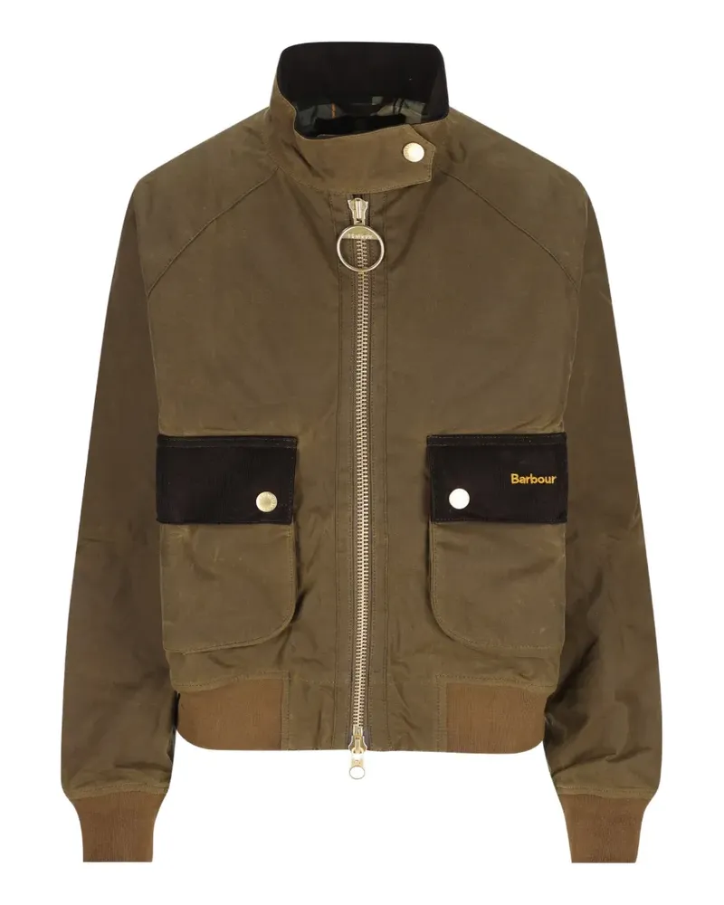 Barbour long-sleeve corduroy-collar zip-up bomber jacket - Grün Grün
