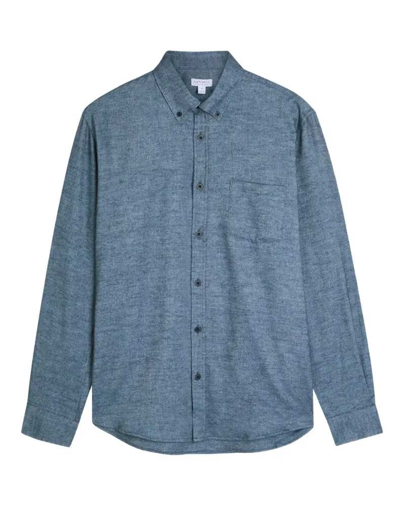 Sunspel Hemd mit Brusttaschen - Blau Blau