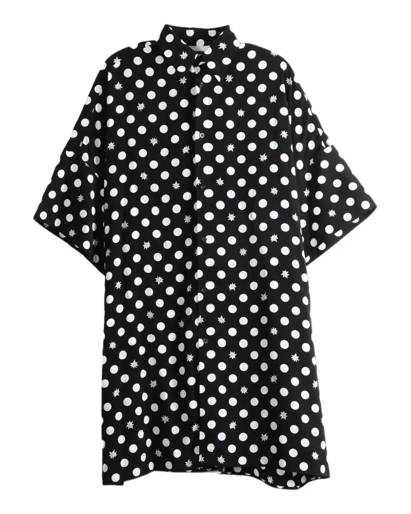 Yohji Yamamoto Hemd mit Polka Dots und Sternprint - Schwarz Schwarz