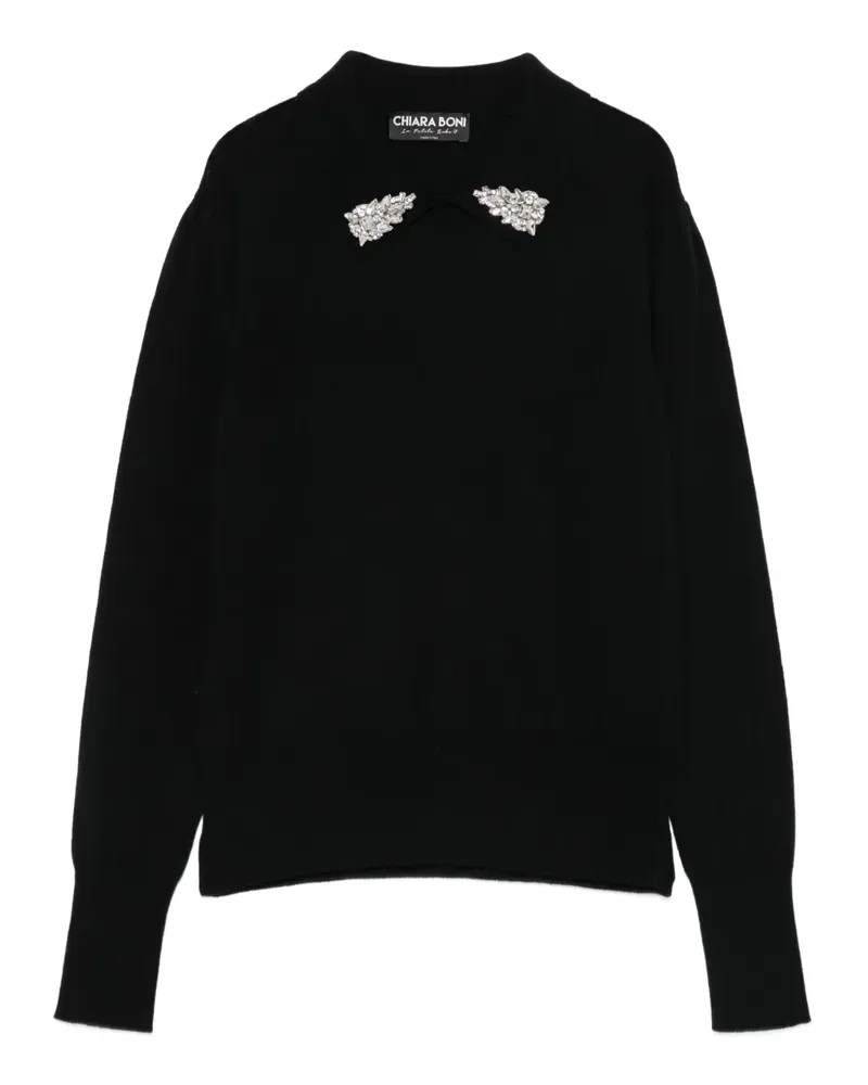 Chiara Boni Pullover mit Kristallen - Schwarz Schwarz