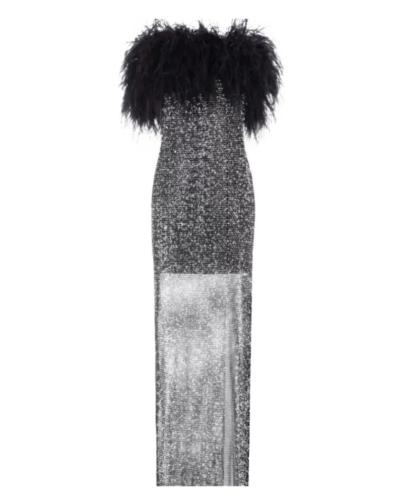 SANTA Brands feather-embellished slit midi dress - Schwarz Schwarz