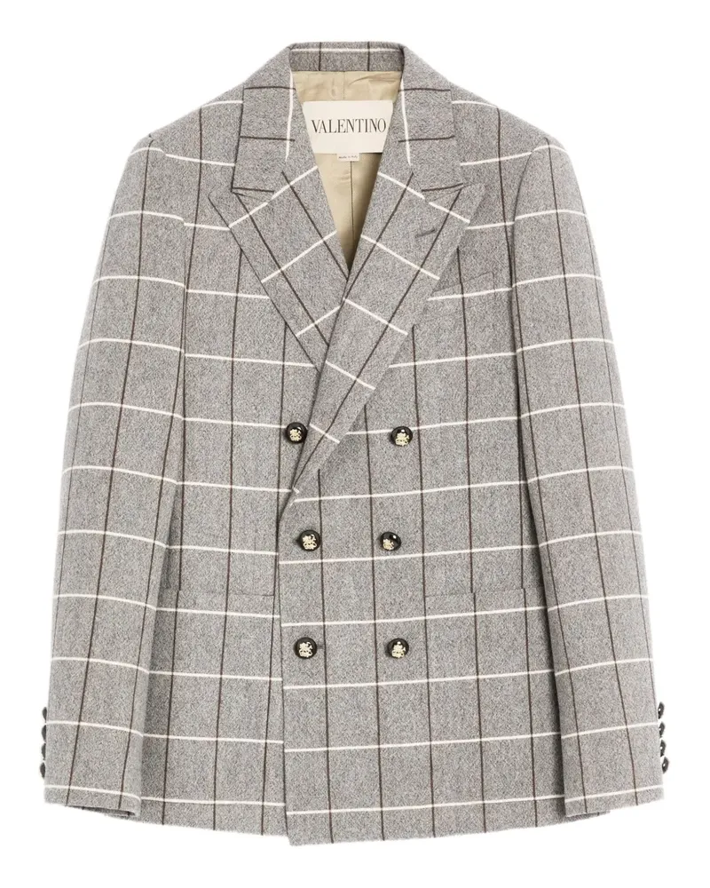 Valentino Garavani Doppelreihiges Sakko mit Karo - Grau Grau
