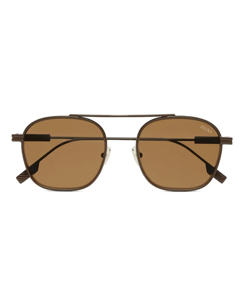 Ermenegildo Zegna Sonnenbrille mit eckigem Gestell - Braun Braun