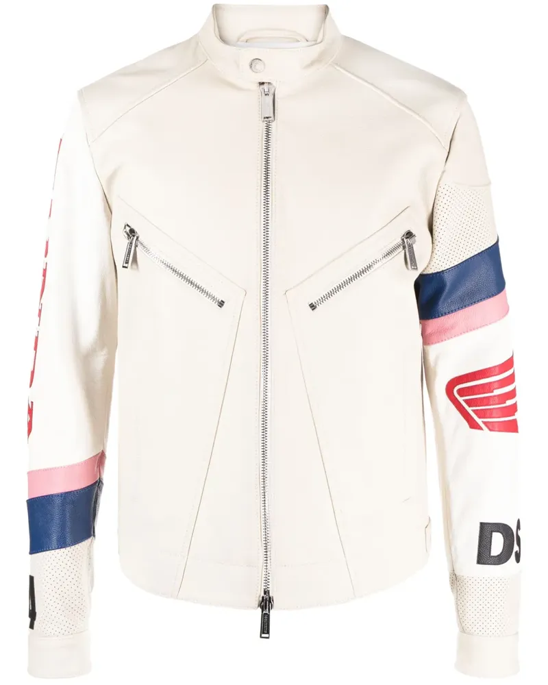 Dsquared2 Bikerjacke mit Logo-Patch - Nude Nude